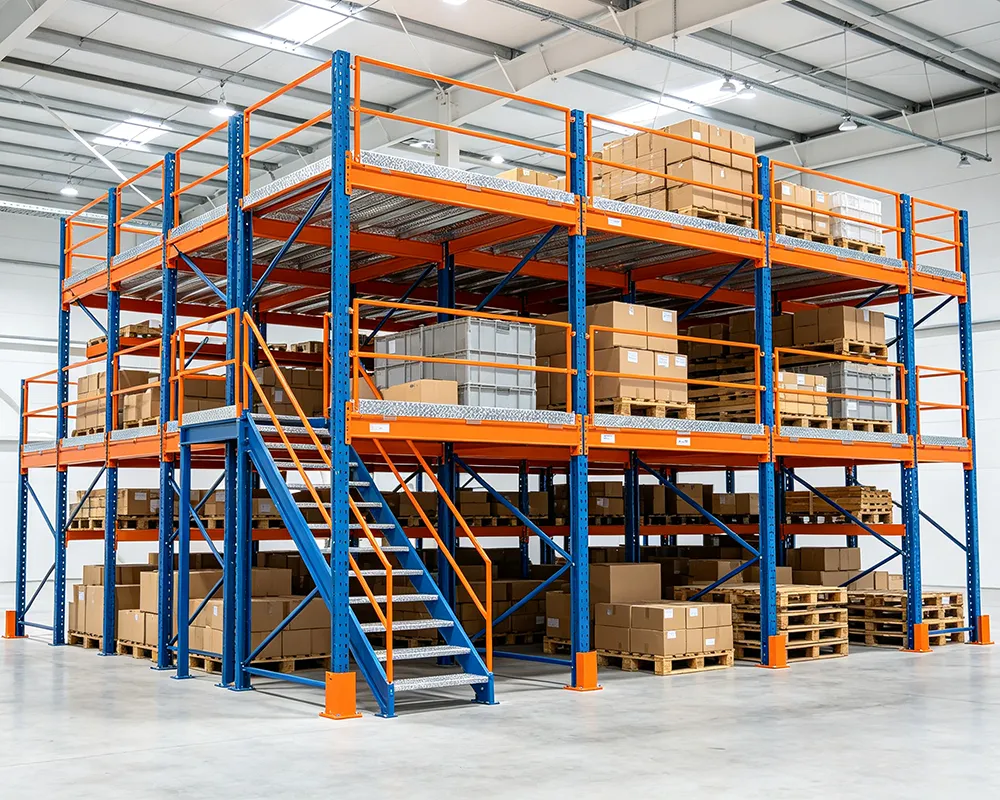 Warehouse mezzanine floor system for storage space expansion