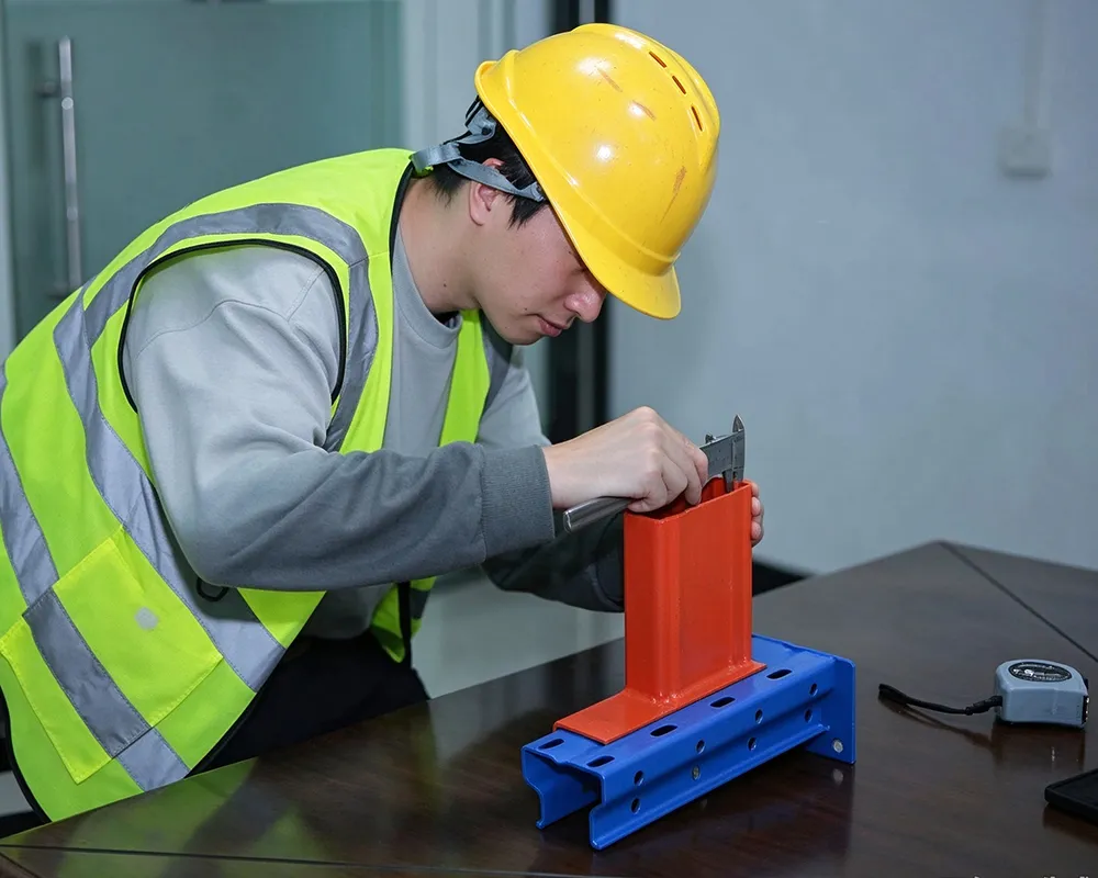 Warehouse racking cross-section thickness inspection